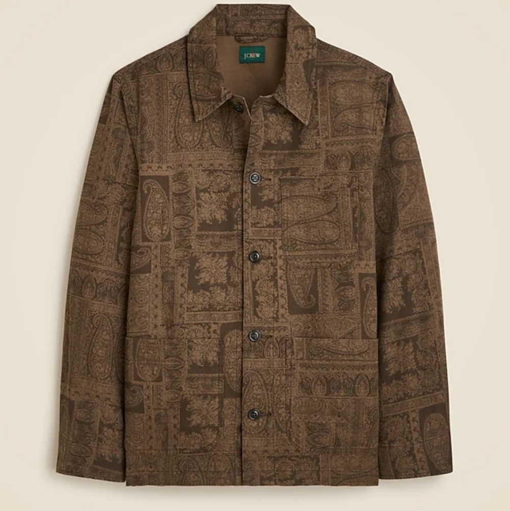 J Crew Cotton-linen blend chore jacket CH138 Size M Brown NWT - Picture 4 of 8